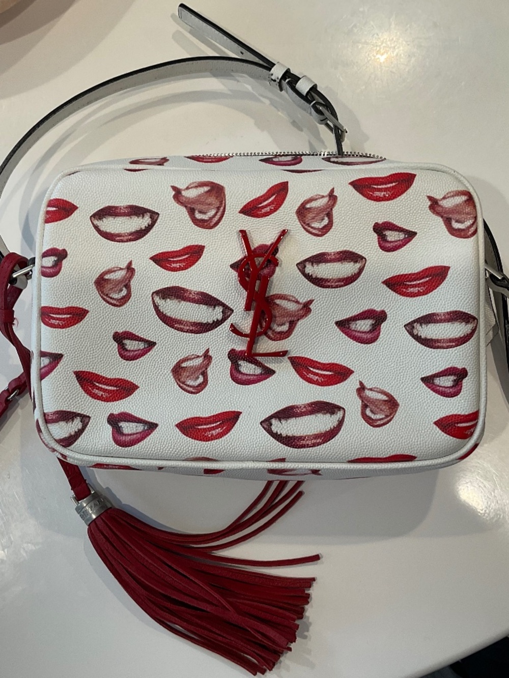 Saint Laurent Lou Camera Bag Lips Print